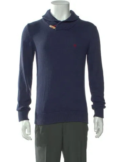 Pre-owned Ch Carolina Herrera Collar Long Sleeve Pullover In Blue
