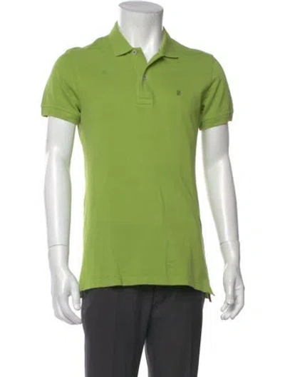 Pre-owned Ch Carolina Herrera Collar Short Sleeve Polo Shirt In Green