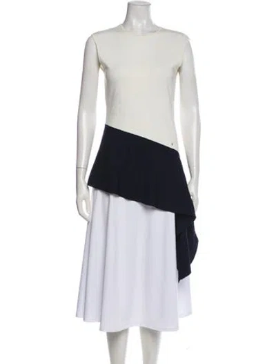Pre-owned Ch Carolina Herrera Colorblock Pattern Crew Neck Top In Blue