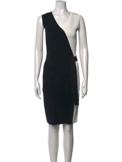 Pre-owned Ch Carolina Herrera Colorblock Pattern Knee-length Dress In Black