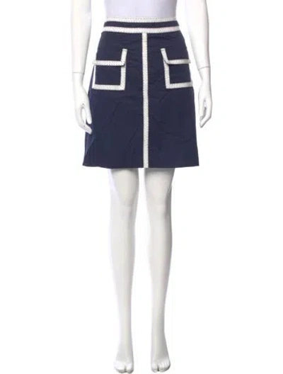 Pre-owned Ch Carolina Herrera Colorblock Pattern Knee-length Skirt In Blue