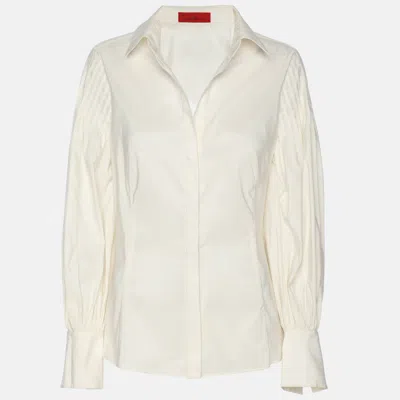 Pre-owned Ch Carolina Herrera Cream Nylon Long Sleeve Tops M In White