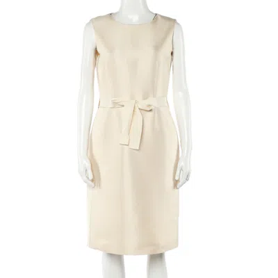 Ch Carolina Herrera Cream Sleeveless Belted Dress In Neutral