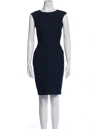 Pre-owned Ch Carolina Herrera Crew Neck Knee-length Dress In Blue