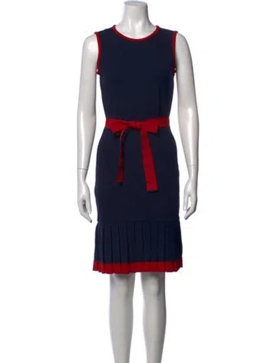 Pre-owned Ch Carolina Herrera Crew Neck Knee-length Dress In Blue