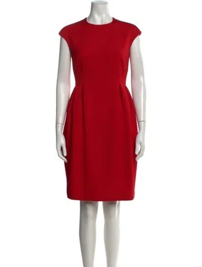 Pre-owned Ch Carolina Herrera Crew Neck Knee-length Dress In Red