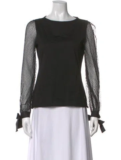 Pre-owned Ch Carolina Herrera Crew Neck Long Sleeve Blouse In Black
