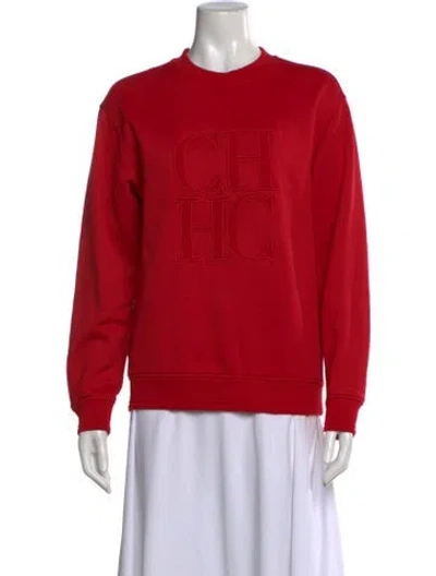 Pre-owned Ch Carolina Herrera Crew Neck Long Sleeve Sweatshirt In Red