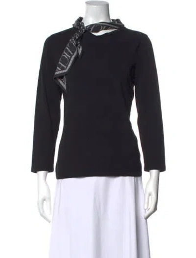 Pre-owned Ch Carolina Herrera Crew Neck Long Sleeve Top In Black