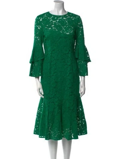 Pre-owned Ch Carolina Herrera Crew Neck Midi Length Dress In Green