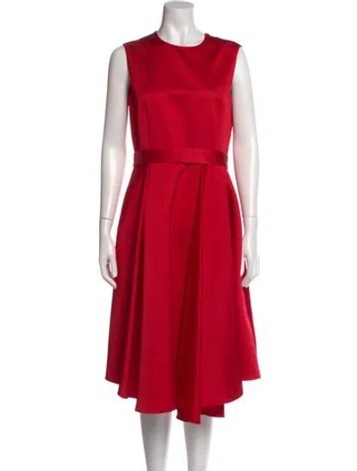 Pre-owned Ch Carolina Herrera Crew Neck Midi Length Dress In Red
