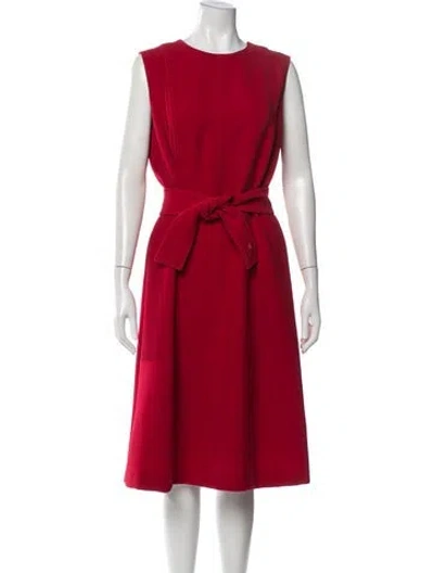 Pre-owned Ch Carolina Herrera Crew Neck Midi Length Dress In Red