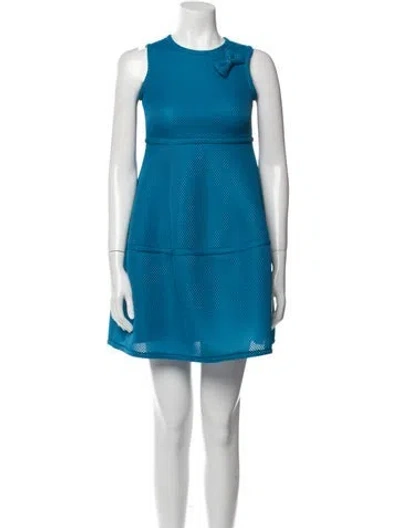 Pre-owned Ch Carolina Herrera Crew Neck Mini Dress In Burgundy