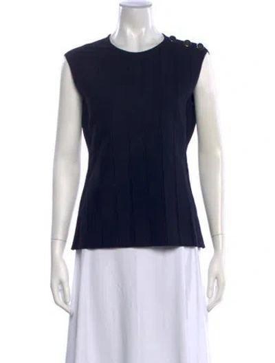 Pre-owned Ch Carolina Herrera Crew Neck Sleeveless Top In Blue