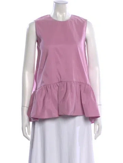 Pre-owned Ch Carolina Herrera Crew Neck Sleeveless Top In Pink