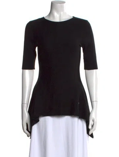 Pre-owned Ch Carolina Herrera Crew Neck Three-quarter Sleeve Top In Black