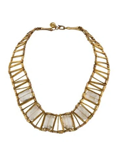 Pre-owned Ch Carolina Herrera Crystal Laddered Collar Necklace, 17" In Multicolor
