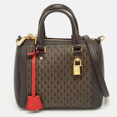 Pre-owned Ch Carolina Herrera Dark Brown Monogram Coated Canvas Andy 5 Locked Crossbody Bag