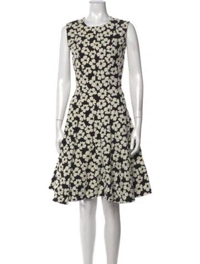 Pre-owned Ch Carolina Herrera Floral Print Knee-length Dress In Black