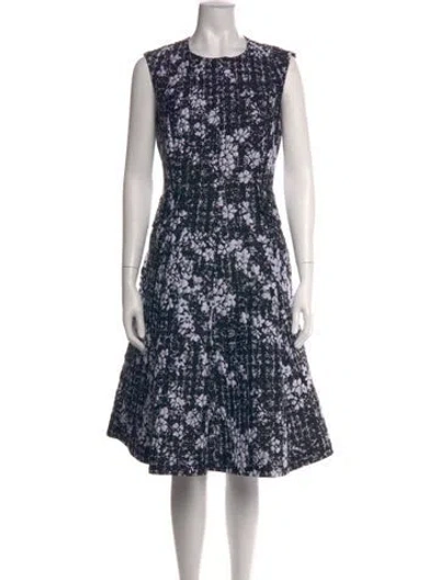 Pre-owned Ch Carolina Herrera Floral Print Knee-length Dress In Black