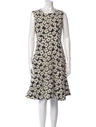 Pre-owned Ch Carolina Herrera Floral Print Knee-length Dress In White