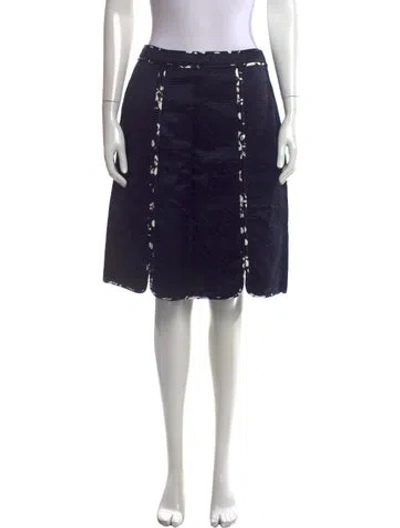 Pre-owned Ch Carolina Herrera Floral Print Knee-length Skirt In Blue