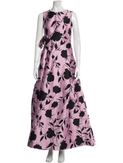 Pre-owned Ch Carolina Herrera Floral Print Long Dress In Pink