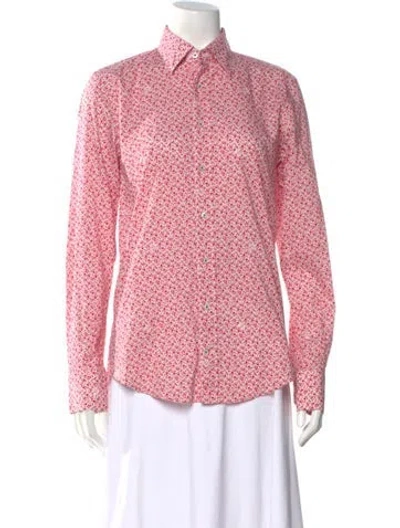 Pre-owned Ch Carolina Herrera Floral Print Long Sleeve Button-up Top In Multi