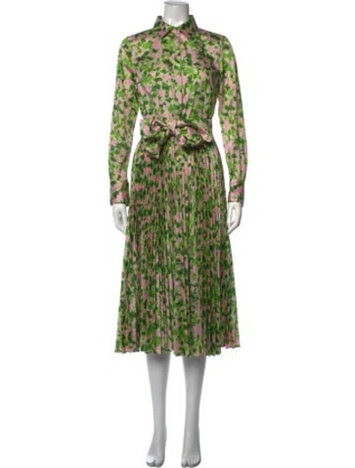 Pre-owned Ch Carolina Herrera Floral Print Midi Length Dress In Pink