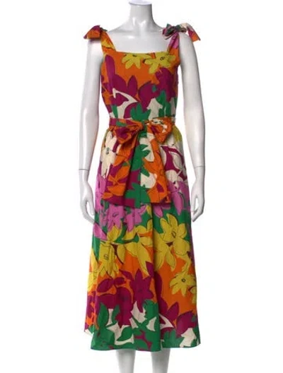 Pre-owned Ch Carolina Herrera Floral Print Midi Length Dress In Purple
