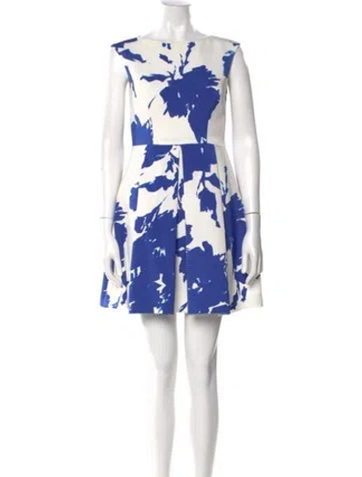 Pre-owned Ch Carolina Herrera Floral Print Mini Dress In Blue
