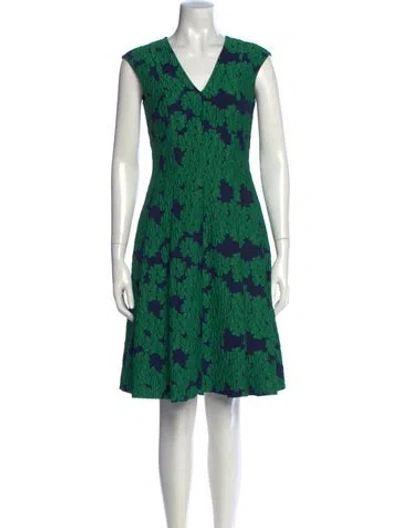 Pre-owned Ch Carolina Herrera Floral Print Mini Dress In Green
