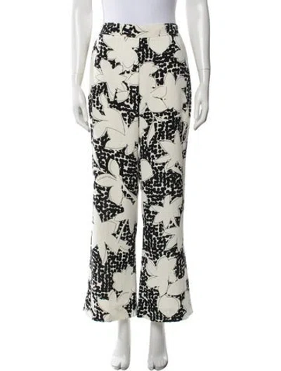 Pre-owned Ch Carolina Herrera Floral Print Wide Leg Pants In Neutrals