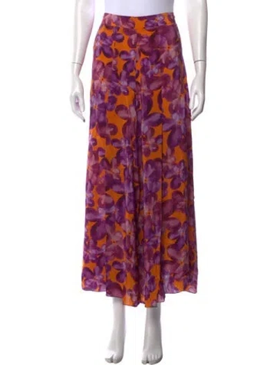 Pre-owned Ch Carolina Herrera Floral Print Wide Leg Pants In Purple