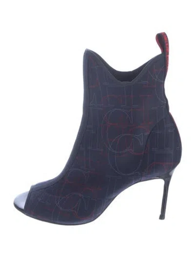 Pre-owned Ch Carolina Herrera Graphic Print Boots In Blue