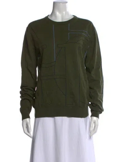 Pre-owned Ch Carolina Herrera Graphic Print Crew Neck Sweater In Green