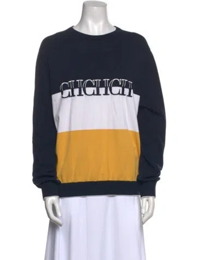 Pre-owned Ch Carolina Herrera Graphic Print Crew Neck Sweatshirt In Blue