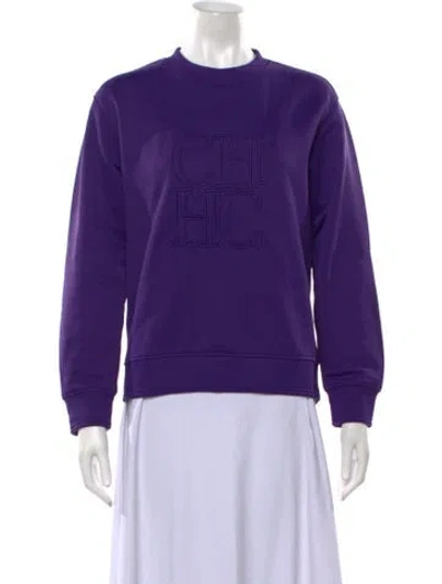 Pre-owned Ch Carolina Herrera Graphic Print Crew Neck Sweatshirt In Purple