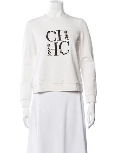 Pre-owned Ch Carolina Herrera Graphic Print Crew Neck Sweatshirt In White