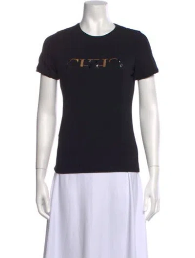 Pre-owned Ch Carolina Herrera Graphic Print Crew Neck T-shirt In Black