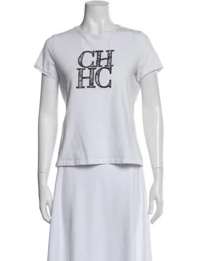 Pre-owned Ch Carolina Herrera Graphic Print Crew Neck T-shirt In Blue