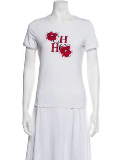 Pre-owned Ch Carolina Herrera Graphic Print Crew Neck T-shirt In Gold