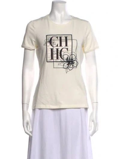 Pre-owned Ch Carolina Herrera Graphic Print Crew Neck T-shirt In Neutrals