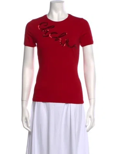 Pre-owned Ch Carolina Herrera Graphic Print Crew Neck T-shirt In Red