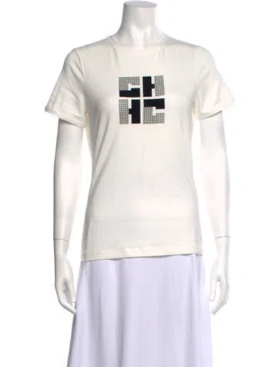 Pre-owned Ch Carolina Herrera Graphic Print Crew Neck T-shirt W/ Tags In Neutrals