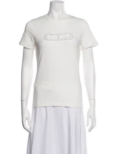Pre-owned Ch Carolina Herrera Graphic Print Crew Neck T-shirt W/ Tags In White