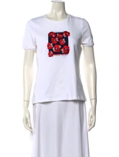 Pre-owned Ch Carolina Herrera Graphic Print Crew Neck T-shirt In White