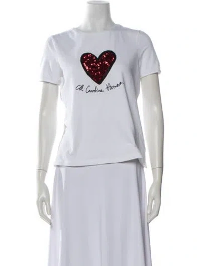 Pre-owned Ch Carolina Herrera Graphic Print Crew Neck T-shirt In White