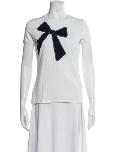 Pre-owned Ch Carolina Herrera Graphic Print Crew Neck T-shirt In White