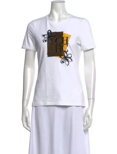 Pre-owned Ch Carolina Herrera Graphic Print Crew Neck T-shirt In White